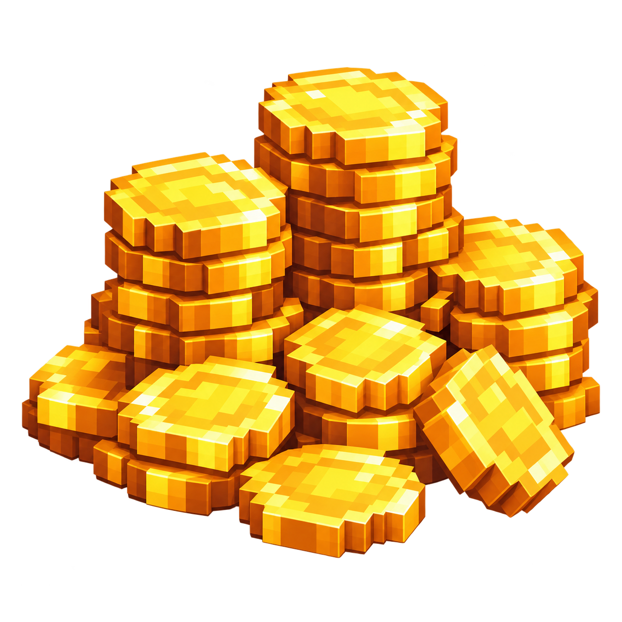 Amas de pièces d’or en pixel art